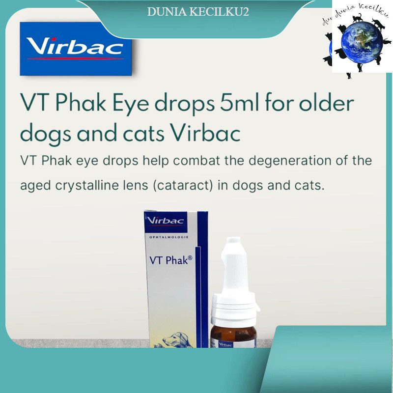 Virbac VT Phak Eye Drops (5 ML) - Tetes Mata Anjing & Kucing Tua / Senior Cats & Dogs Katarak