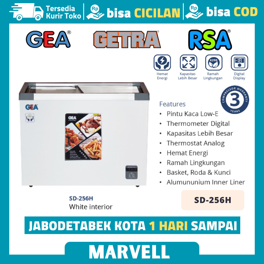 SLIDING FLAT GLAS FREEZER GEA SD-256H FREEZER KACA FLAT SLIDING 300L