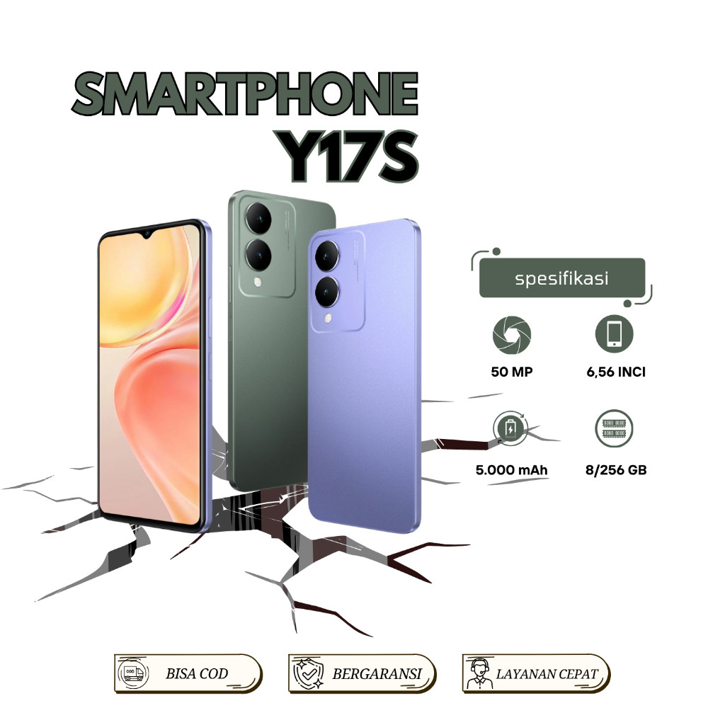 HP VIVO Y17S RAM 8/256 GB KAMERA 50 MP LAYAR 6.56 INCI 1 TAHUN GARANSI ORIGINAL