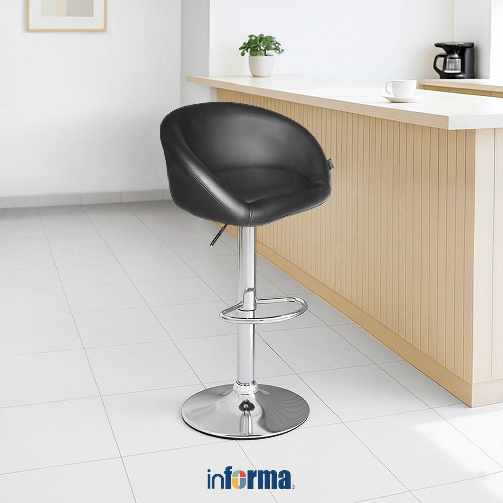 Informa Tommy Kursi Bar - Hitam Bar Stool Kursi Kafe Bartending Furniture Ruang Makan Bangku Minibar