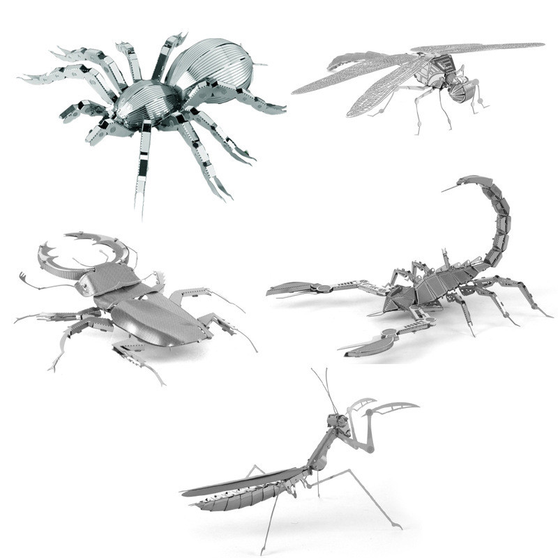 Metal Assembly Model DIY 3D Puzzle Insect Dragonfly Scorpion Mantis Antlers Insect Tarantula Metal P