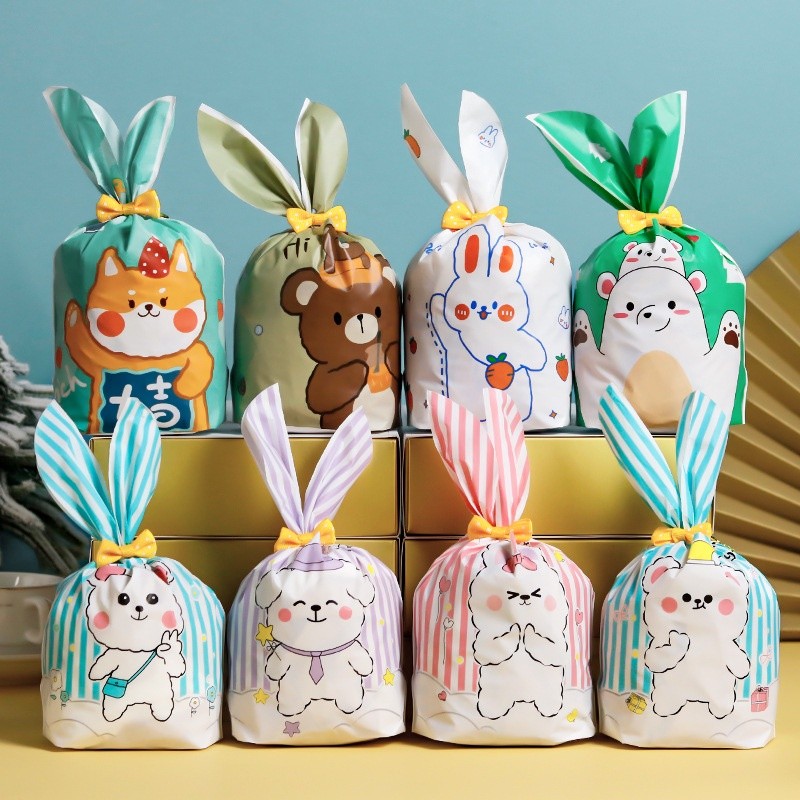 Isi 10pc Plastik Snack Goodie Bag / Plastik Cookies / Kantong Kado Pesta – Kemasan Lucu untuk Ulang 