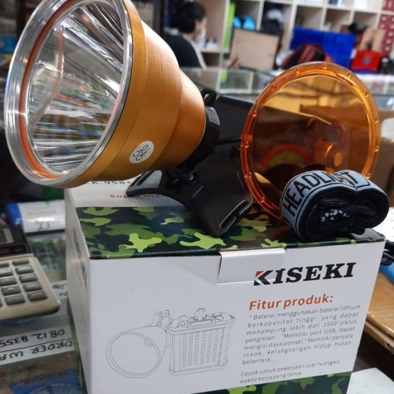 baru TERLARIS Senter Kepala LED Super Terang Kiseki 100 Watt CK-938 Original /Senter Kepala Cas Ori