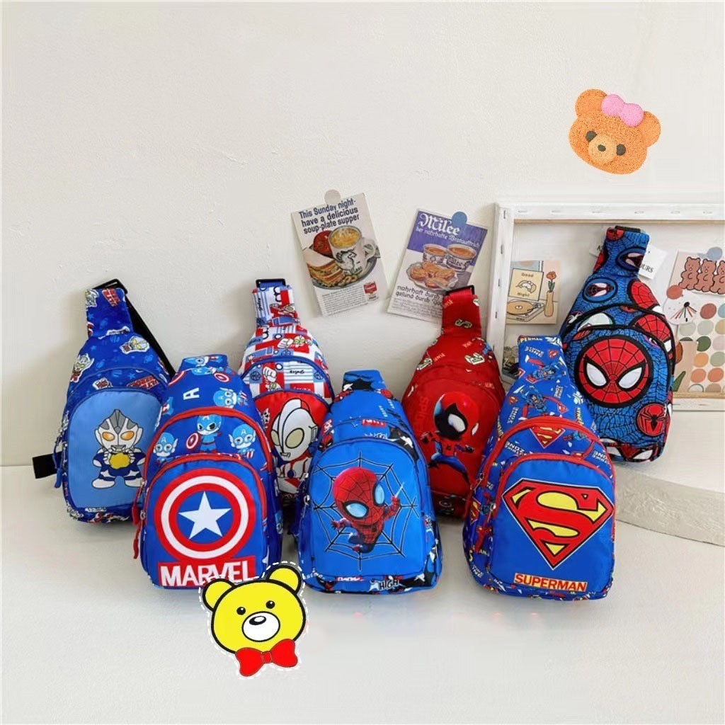 DS #TA2506 SLING BAG MINI ANAK PREMIUM 2 RUANG KARAKTER SUPERHERO TAS SELEMPANG FASHION ANAK PAUD TK