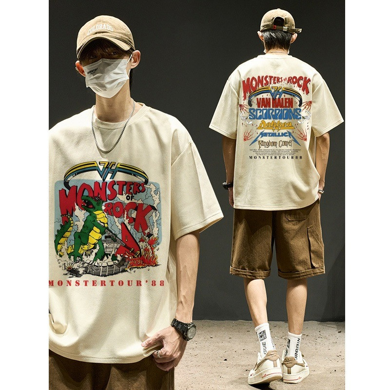 COD Musik Retro MONSTERS OF ROCK  kaos pria wanita atasan Lengan Pendek T-shirt skena baju oversize 