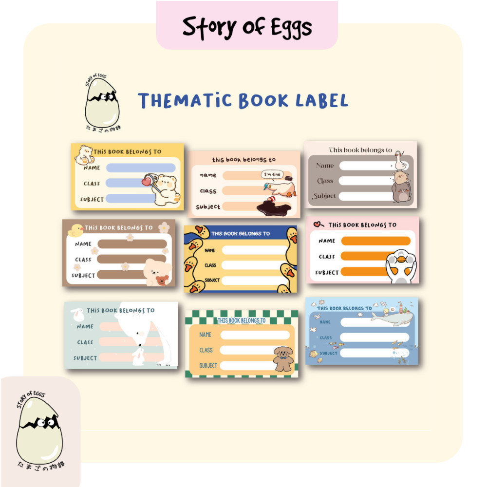 Aesthetic Book Label Sticker Sticker label nama Anak Buku Sekolah Stiker nama buku tempelan