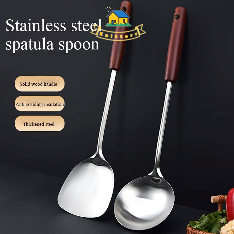 Sendok Spatula Stainless Tebal / Sutil Stenlis Kayu / Sutil Stenles Tebal / Sutil Tebal/Kayu Spatula
