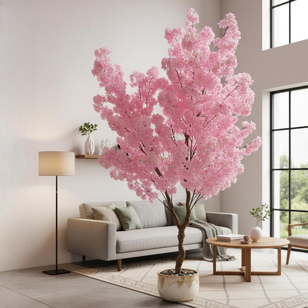 Pohon Hias Bunga Sakura Pink Besar Dekorasi Ruang Tamu Premium / Pink Sakura Artificial Tree 5084