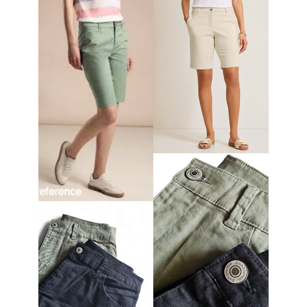 Anko Celana Pendek Selutut Bermuda Women's High-Waist Chino Short Pants - 8428
