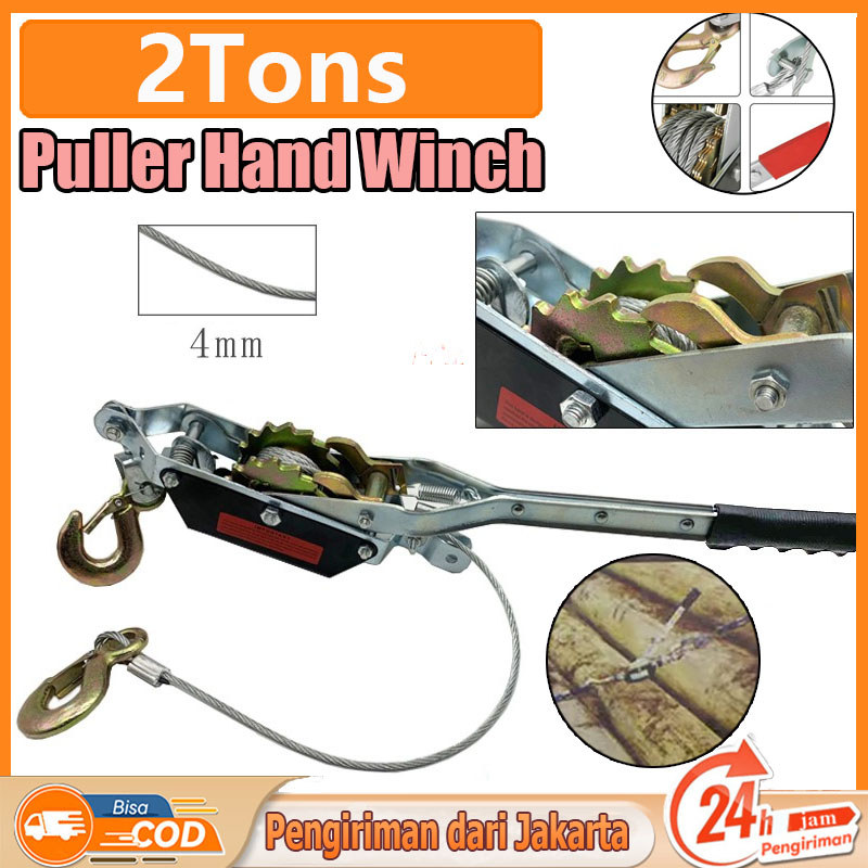 Takel Tangan Ratchet 2 Ton, Hand Winch Offroad, Katrol Sling, Alat Derek Mobil