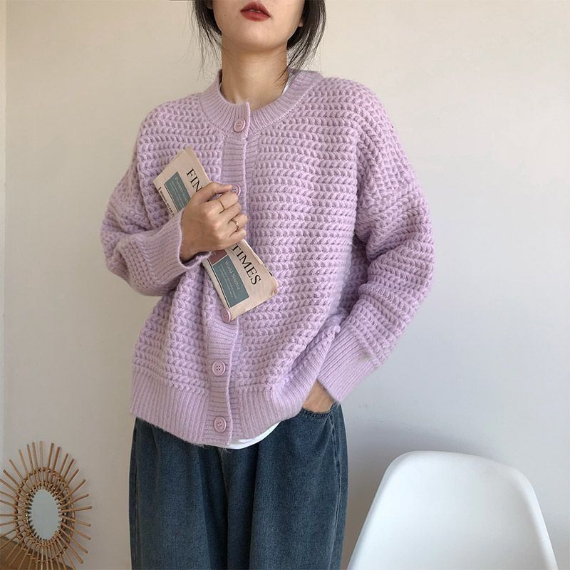 Sweater, mantel wanita longgar, kardinal rajutan tingkat tinggi, pakaian luar, mantel