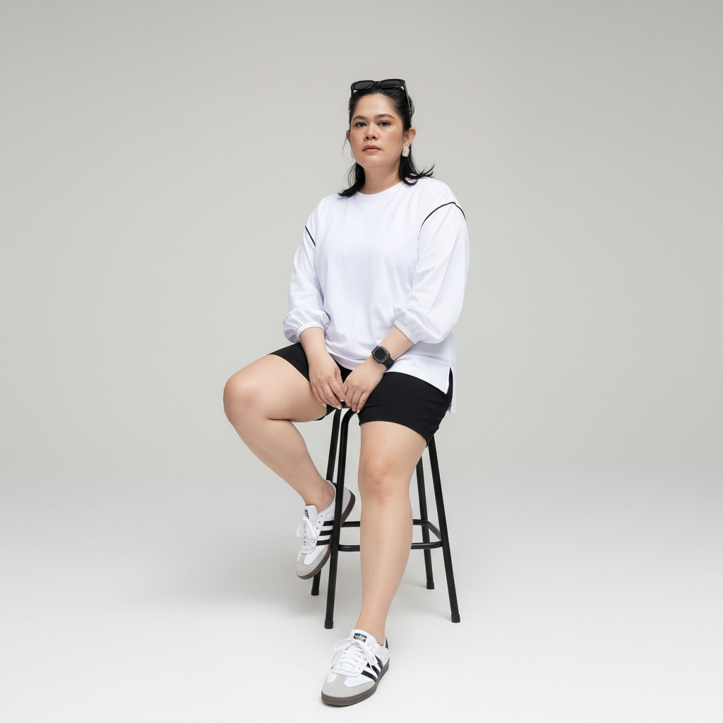 Baju Oversize Polos Wanita Lengan Panjang Balon