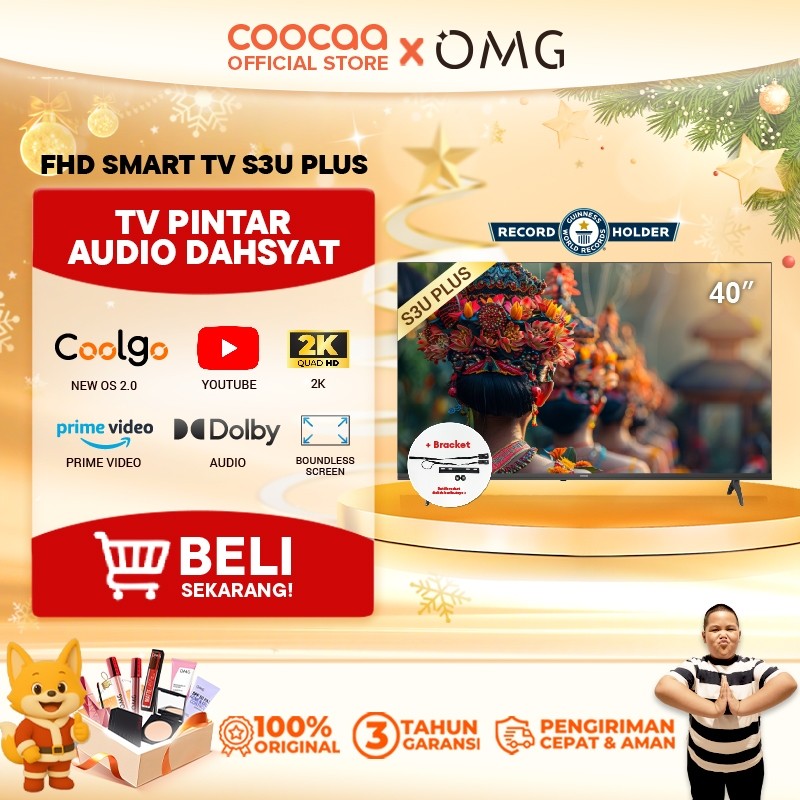 PROMO [+BRACKET] NEW COOCAA 40 inch  S3U PLUS - Coolita 3.0 - Smart TV - Youtube/ Prime Video - Dolb