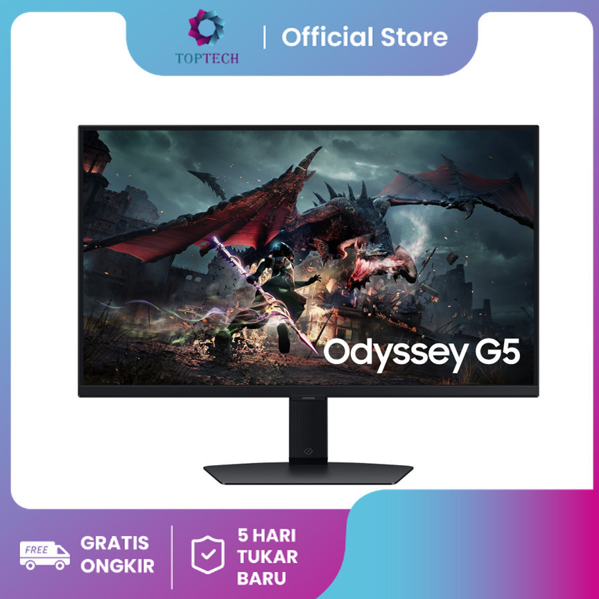 SAMSUNG GAMING MONITOR 27" Odyssey G5 G50D QHD 180Hz Gaming Monitor