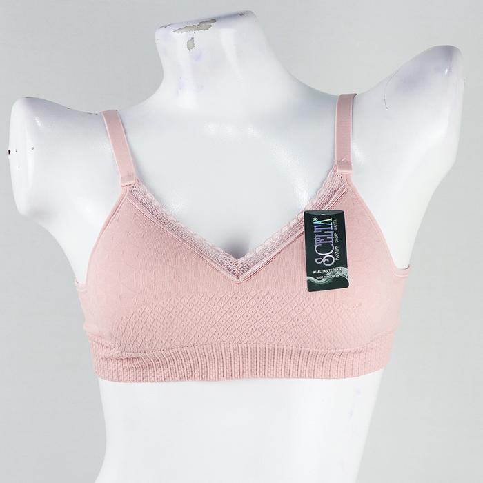 Scelta - Soft Bra Bahan Rajut Tanpa Kawat Bh Halus Sc 1774 - Biru, 34