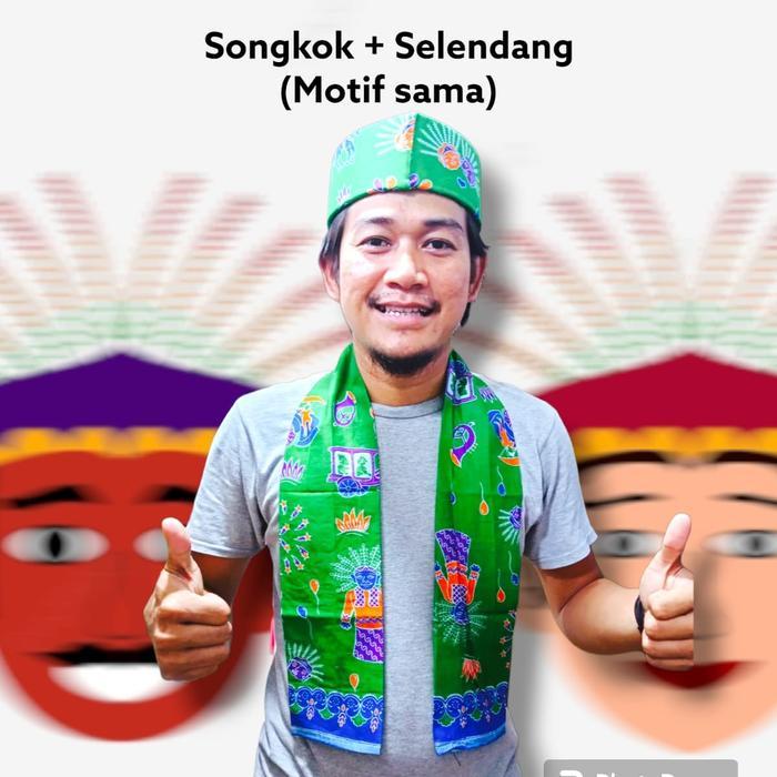 Songkok Peci Kopiah Dan Selendang Syal Cukin Selempang Ondel Betawi Ukuran Anak Sampai Dewasa Sepake