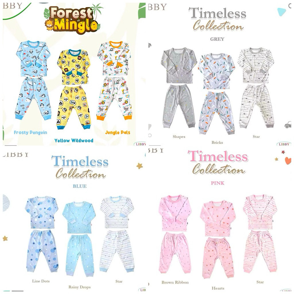 BLASFAS 3 Pcs Libby / Little Owl Setelan Panjang Oblong Baju Tidur Anak Little owl SML Baju Anak Kad