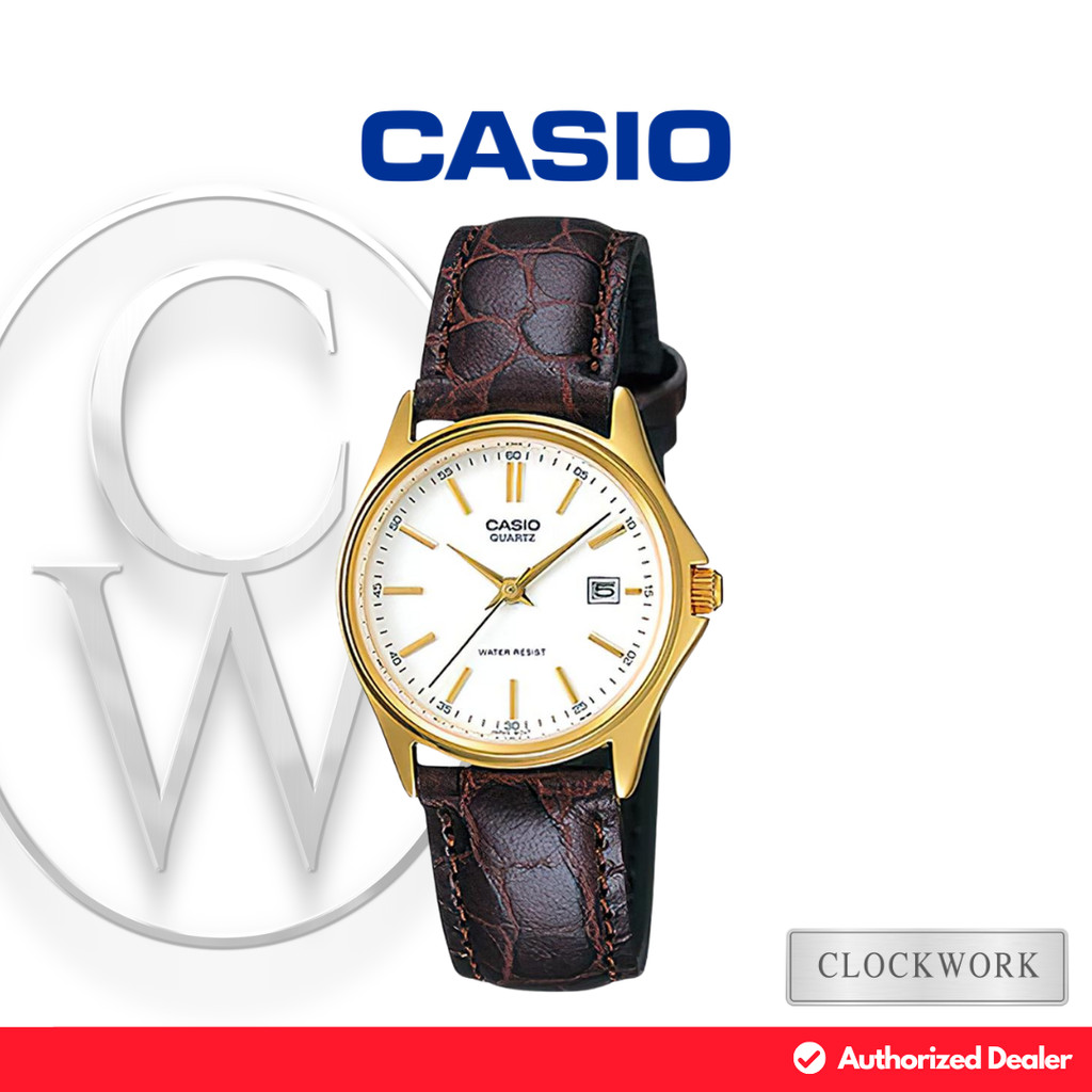 Jam Tangan Wanita Casio General LTP-1183Q-7ADF Kulit Vintage Casual Coklat Tua Dial Putih LTP-1183Q-