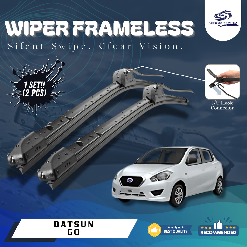 ( COD ) Wiper Frameless Mobil Datsun Go Wifer  Blade Karet Premium Tebal Berkualitas 2Pcs