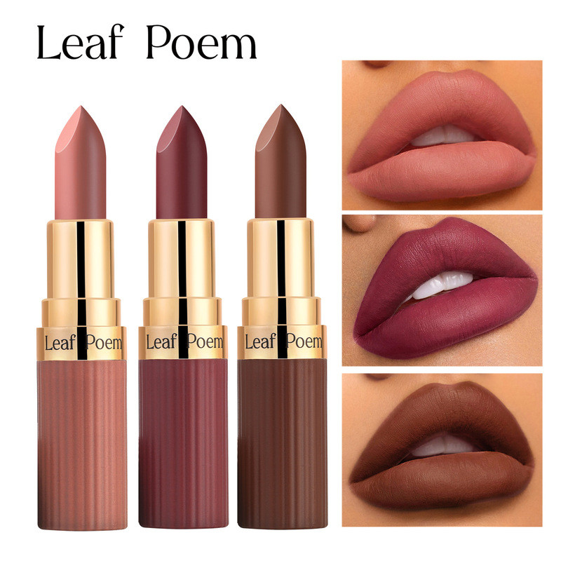LEAF P0EM 6 warna mist face matte lipstik tidak mudah pudar, tidak menyentuh cangkir lipstik tahan a