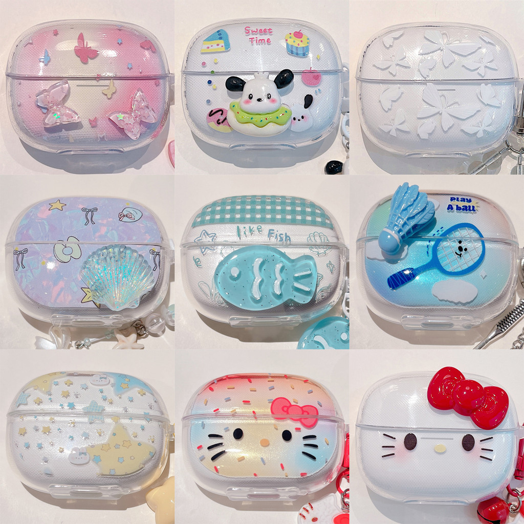 Cartoon Transparent Case For Huawei FreeBuds SE4 Wireless headphones Colorful Flower Cover For Huawe