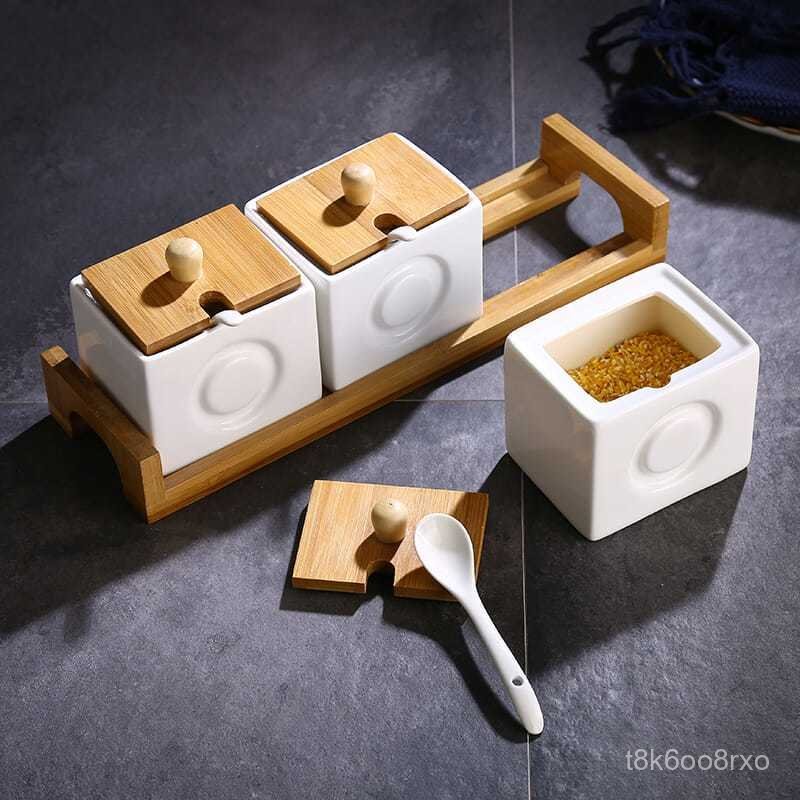 Minimalist Ceramic Seasoning Jar Set Seasoning Bottle Jar Set Seasoning Box Seasoning Box Salt Jar S