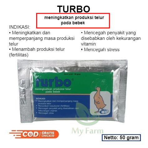 Turbo 50 Gram Medion Vitamin Pemacu Untuk Meningkatkan Produksi Atau Produktivitas Telur Pada Bebek 
