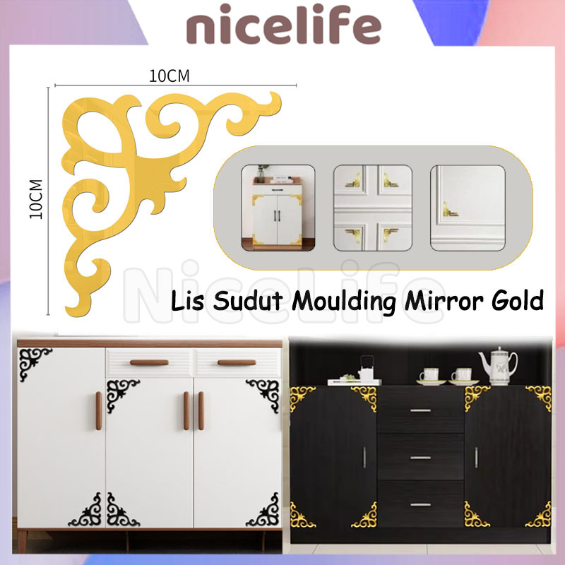 4pcs List Gold Moulding Akrilik Dekorasi Dinding Wallpaper