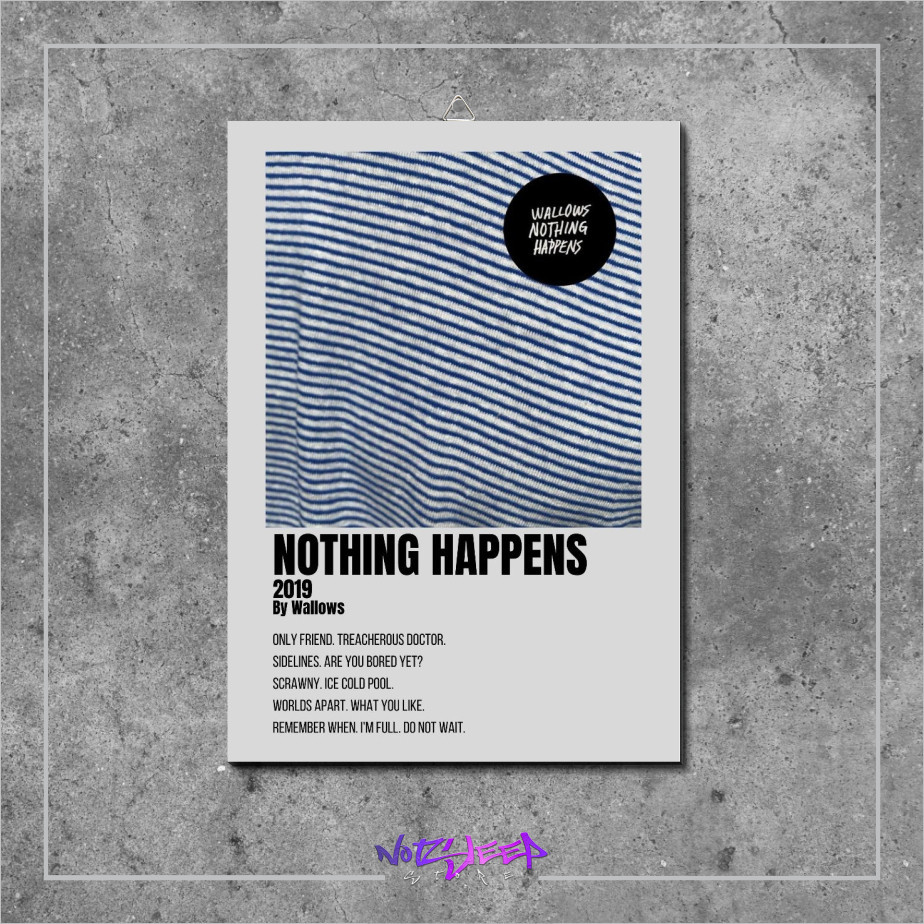 Cover Album lagu musik band Poster dinding Tanpa bingkai  kayu Album Cover  Nothing Happens by Wallo