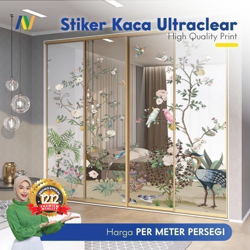 Stiker Kaca Custom | Stiker Kaca Ultraclear | Stiker Kaca Motif Chinoiserie 1 | Stiker Kaca Gambar B