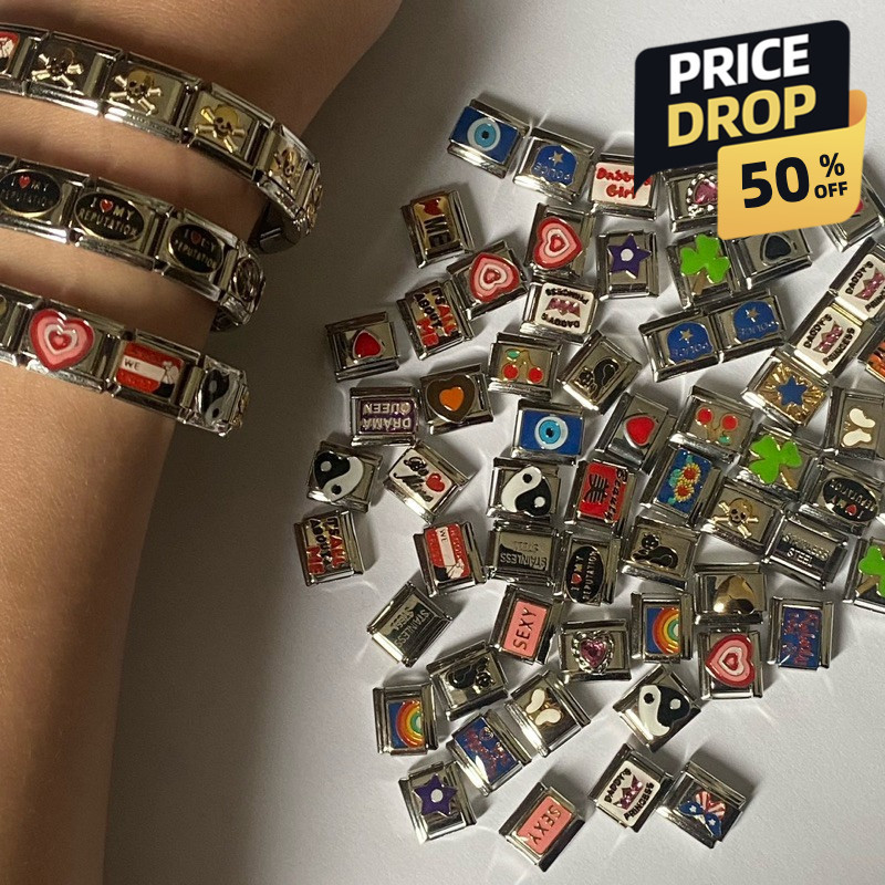 NEW DIY Grosir Gelang Italian Charm Gelang Gambar Stainless Steel Wanita Gelang Couple