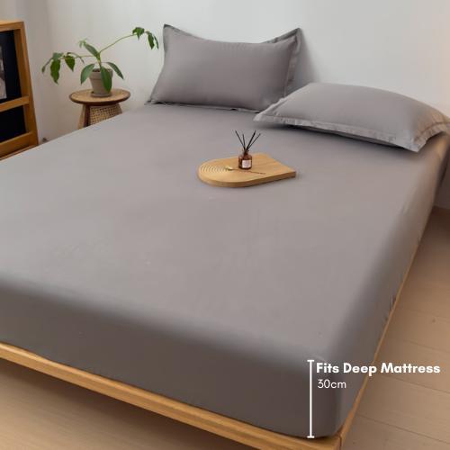 SPREI POLOS WARNA ABU MUDA - 120x200/160x200/180x200 TINGGI 30CM - 90x200xT30