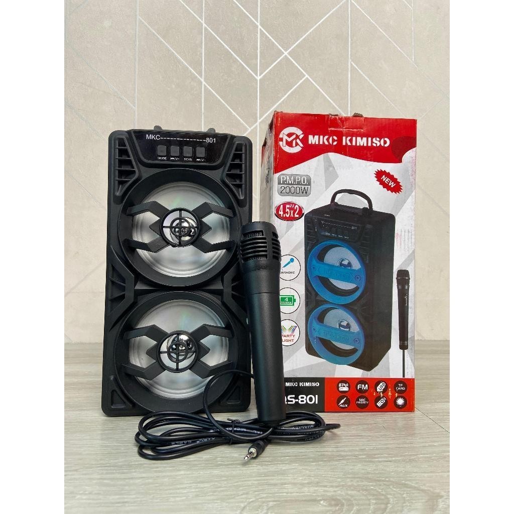 Speaker Bluetooth Kimiso RS-801 Mic Karaoke Wireless Bass LED Portable Musik Box