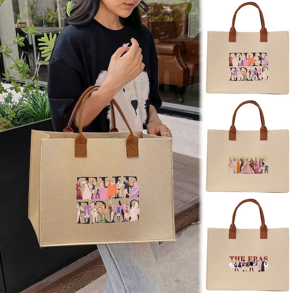 Beg Felt Thick Felt Handbag Felt Mommy Bag Gift Felt Tote shoulder handbag Large Eras Pattern