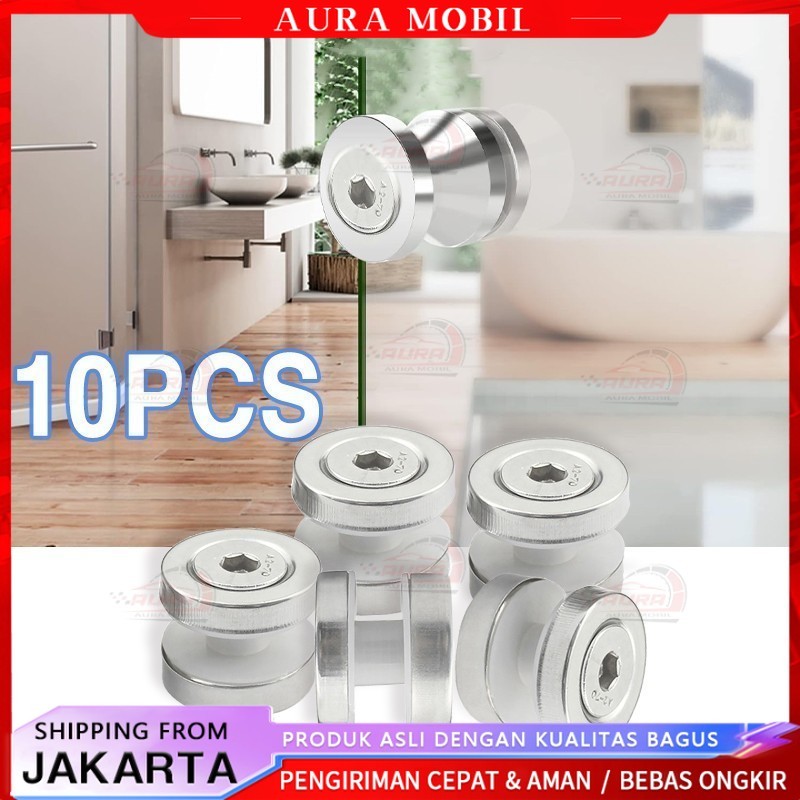 10Bauh  Baut Penjepit Kaca Tiang Railing Tangga Stainless 304 Kaca ​Braket Sayap Jepit Penjepit Jepi