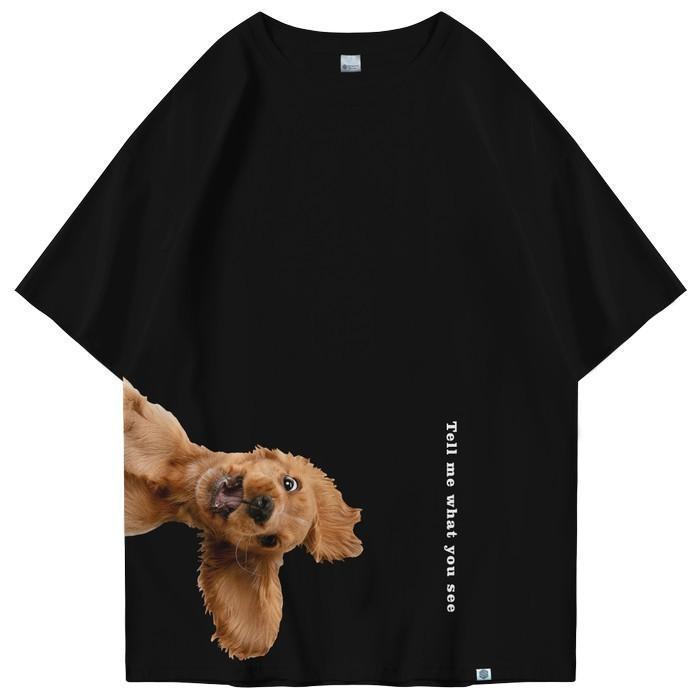 (COD) OOTDSUPPLY Oversized Tshirt Golden Retriever Hitam l Kaos Oversized - Hitam, S