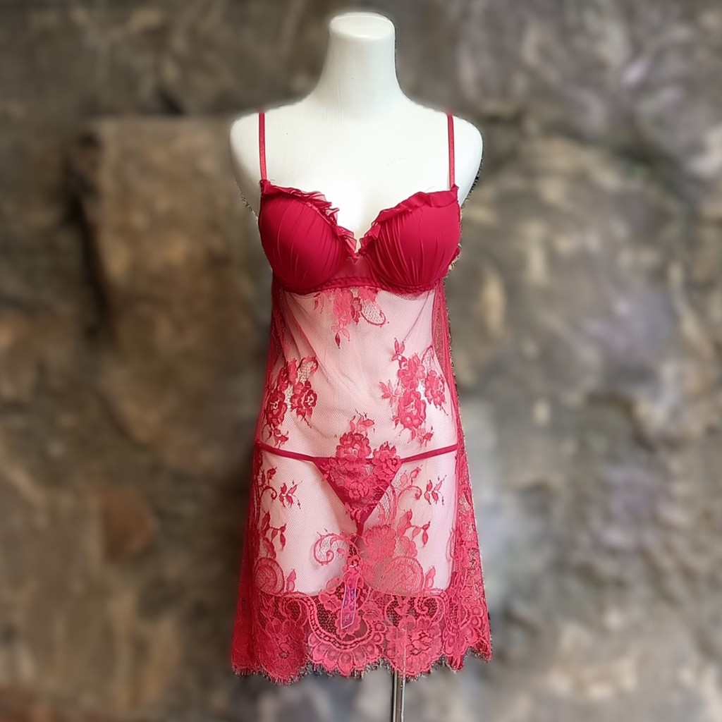 Baju Tidur Lingerie Sexy + GString Transparan BRA Spon LT917