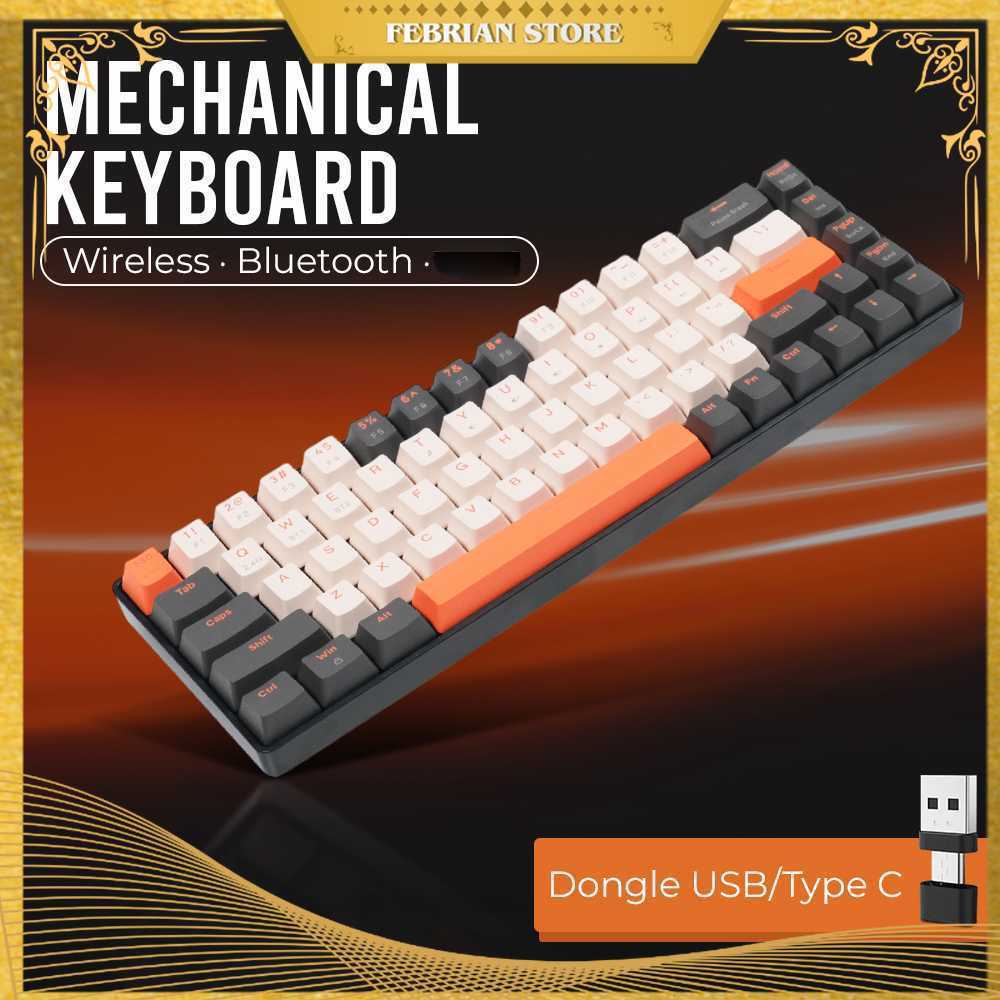 ZIYOULANG Keyboard Gaming Wireless Mechanical Red Bluetooth 2.4GHz - K68