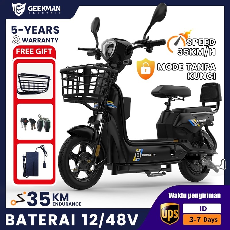 GEEKMAN sepeda listrik dewasa Sepeda Motor Listrik 48v 12ah sepeda listrik Dengan Peda