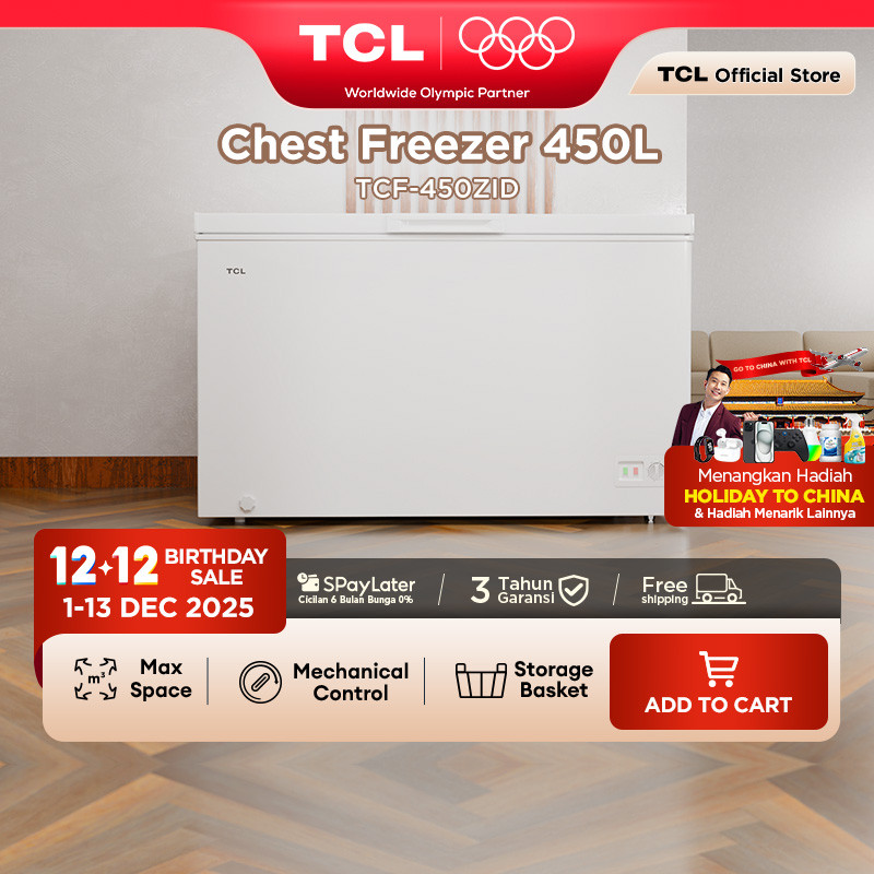 TCL Chest Freezer Kapasitas 450 Liter Super Freezing - Storage Basket Besar - Pembuangan Limbah Air 