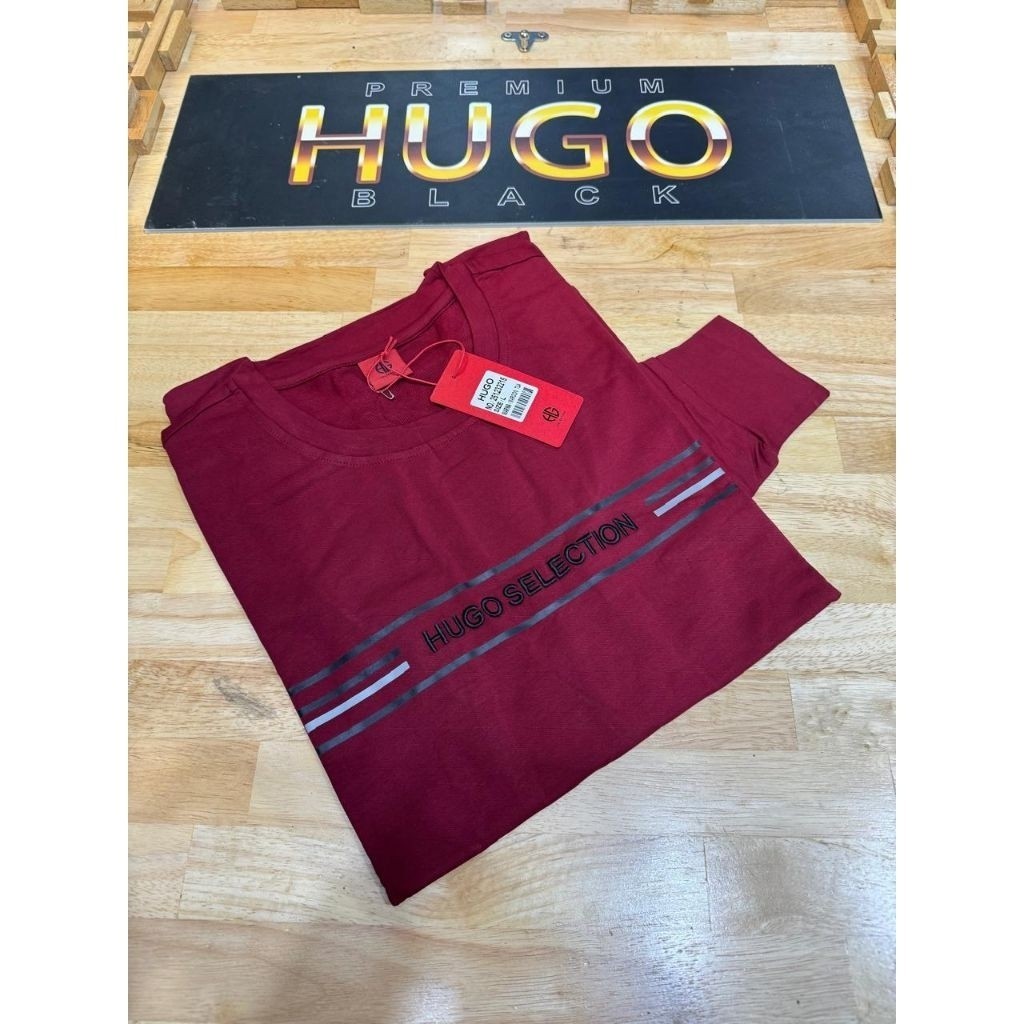 PROMO Kaos Lengan Panjang Pria Hugo Original/Bahan Premium Tebal