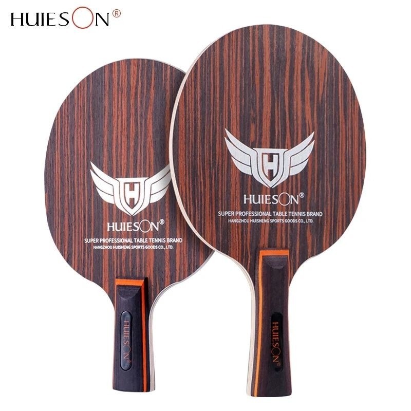 Huieson Bet kayu Ebony Wing Tenis Meja Pingpong blade 5 pure wood 2 Fiber Carbon paddle For Training