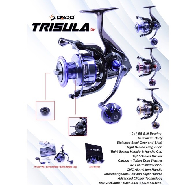 REEL PANCING DAIDO TRISULA SPIN SW UKURAN 1000 2000 3000 4000 6000 SALTWATER