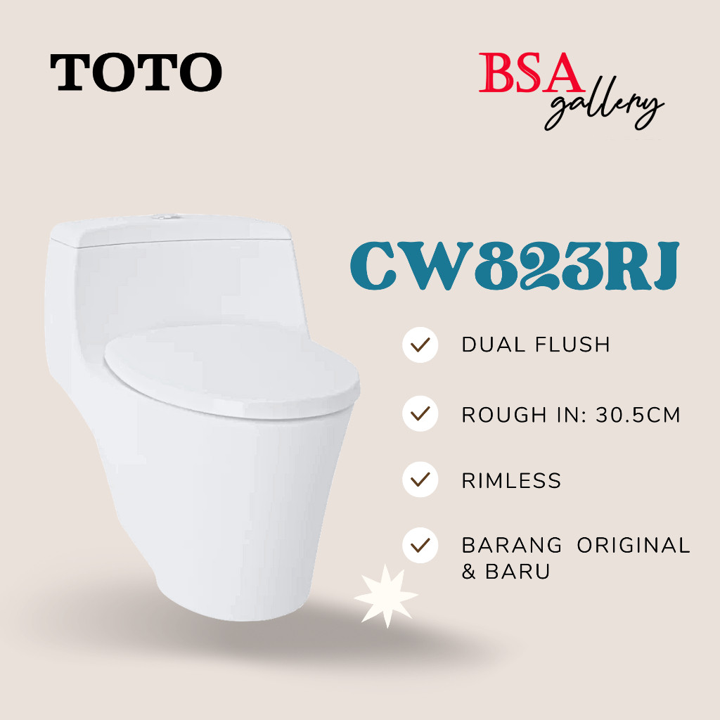 PROMO BIGSALE KLOSET DUDUK TOTO CW823RJ ORI / KLOSET TOTO MONOBLOK RIMLESS CW 823
