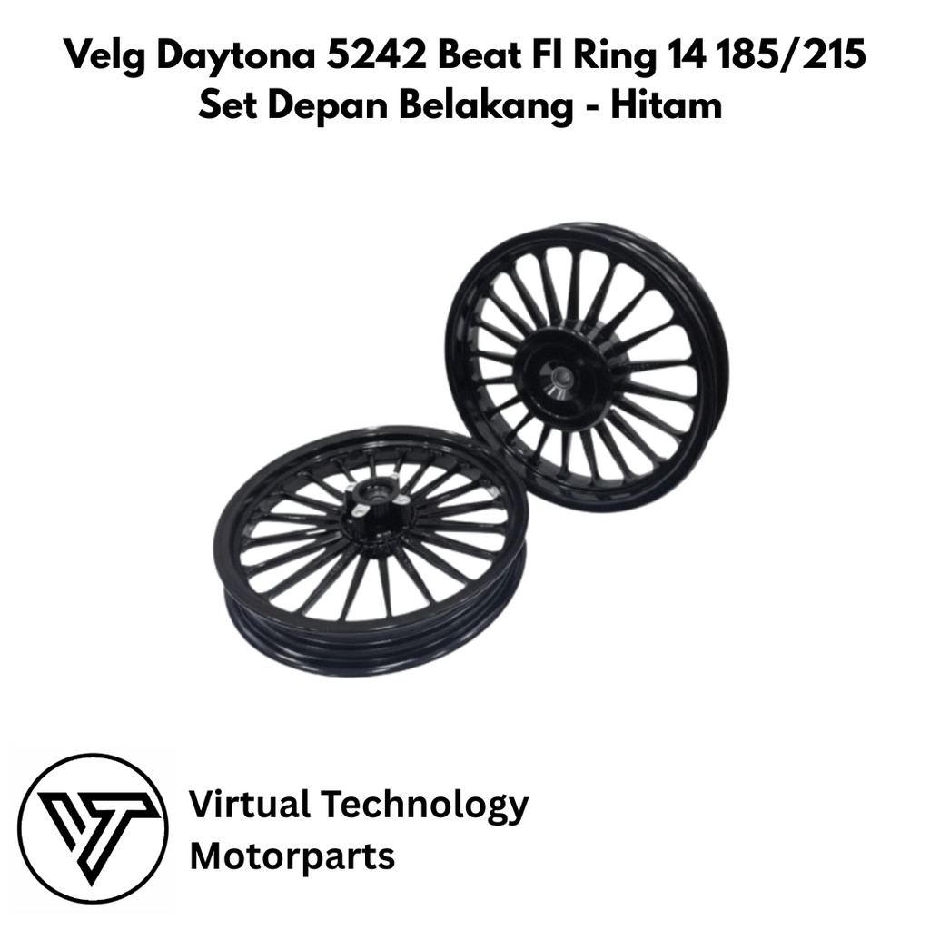 Velg Daytona 5242 Beat FI Ring 14 185/215 Set Depan Belakang - Hitam