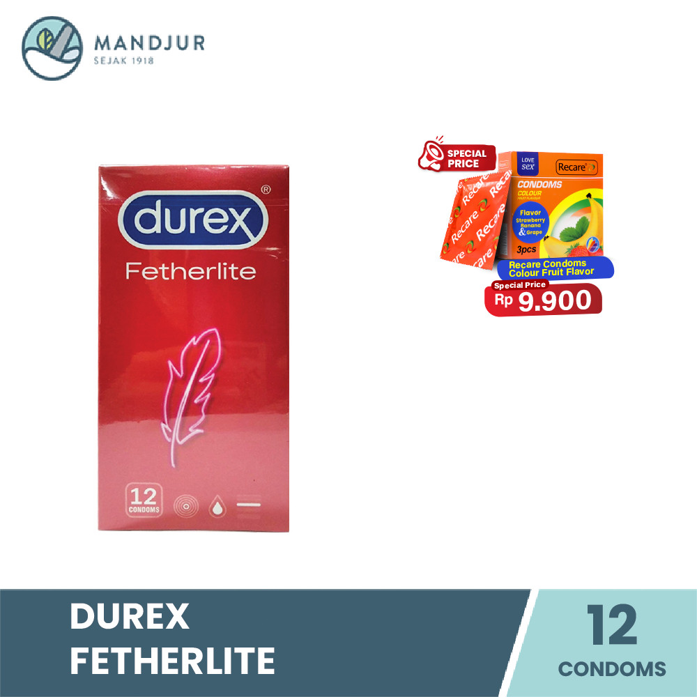Kondom Durex Fetherlite Kondom Tipis Kondom Aman Pria Isi 12 - Kondom Ekstra Sensitif