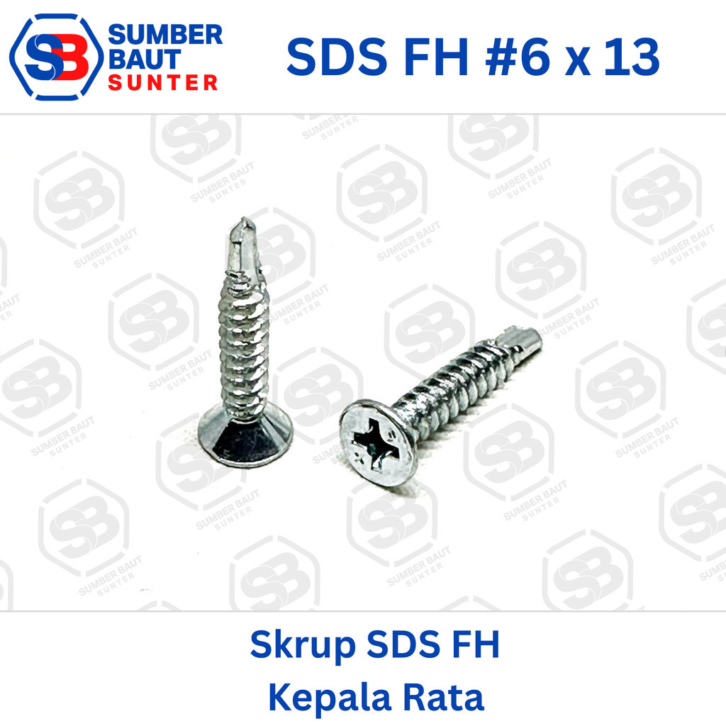 SDS FH 6x13 Skrup Roofing Flat Head Self Drilling Screw