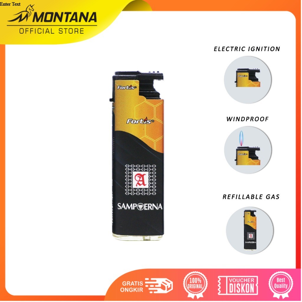 M2000 Korek Api Bara M2000 WINDPROOF / Tahan Angin MN942KWS/KMB (READY STICKER HITAM)