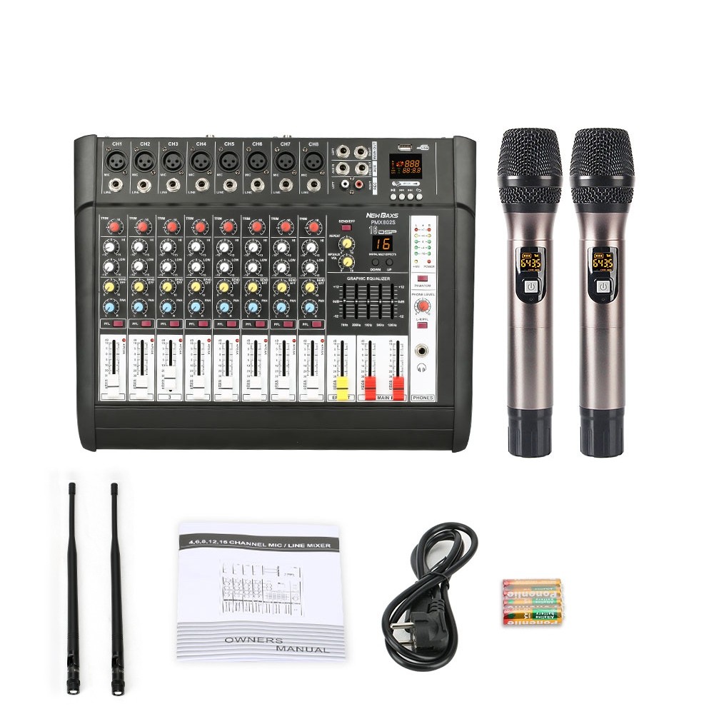 GS NEW BAXS Mixer Audio Profesional PMX802S 8 sound strip built-in 650 watt power amplifier * 2 salu