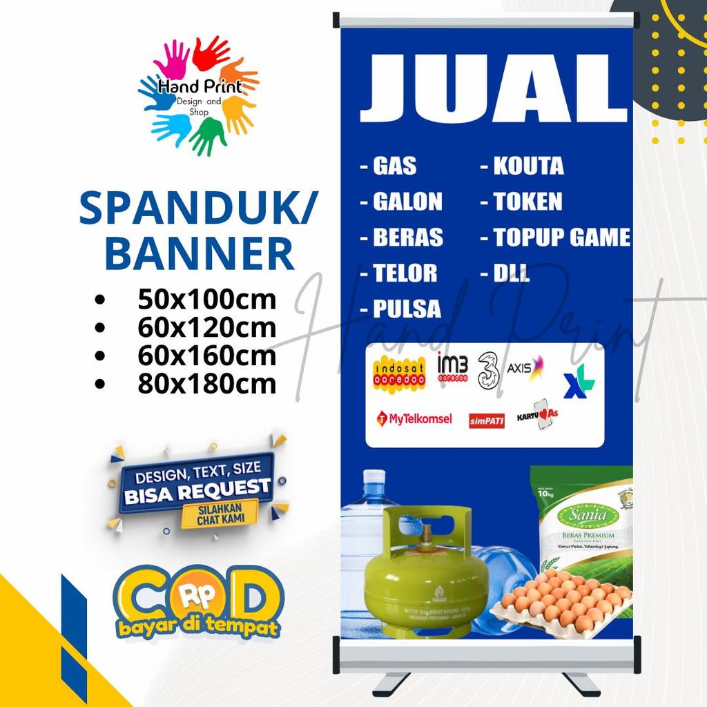 Cetak Spanduk Banner Jual Pulsa Token Dan Kuota Biru  MMT Spanduk Custom 60x160
